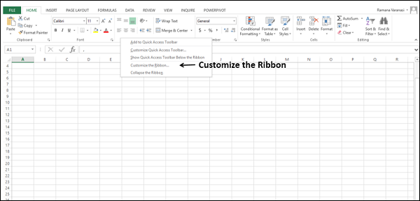 Customize Ribbon