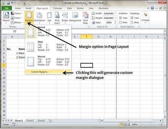 Setting Margins from Page Layout