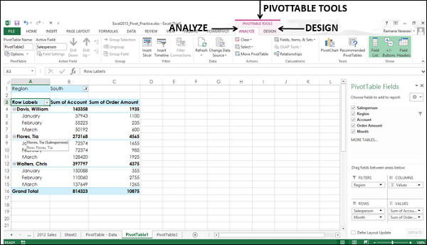 Creating a PivotChart