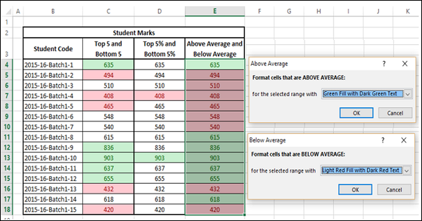 Choose Red Color for E cell