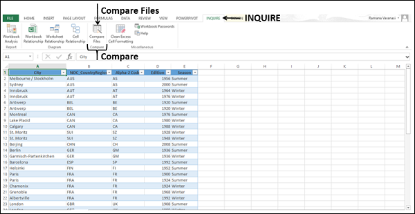 Comparing Two Workbooks