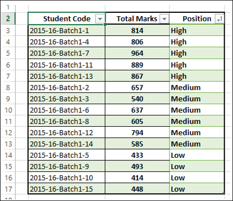 Filter by Selected Values