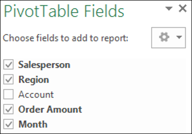 Header PivotTable Fields