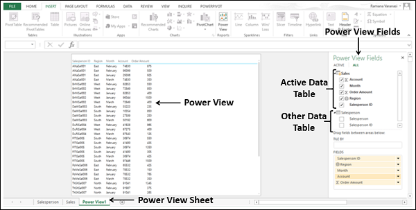 Power View Fields List