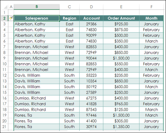 Sales Data Table