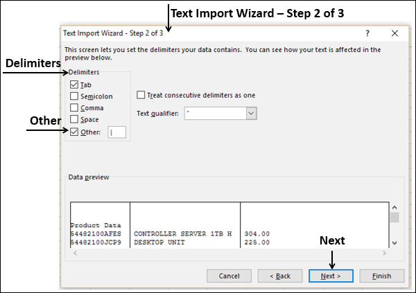 Text Import Wizard