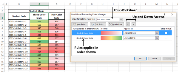 Worksheet Drop-down